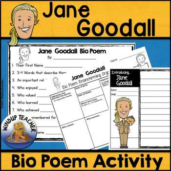 Preview of Jane Goodall Biography Poem Activity and Writing Paper