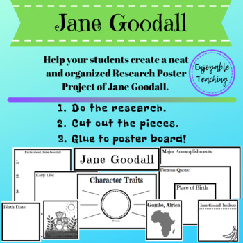 Preview of Jane Goodall Biography Research Poster Writing Kit