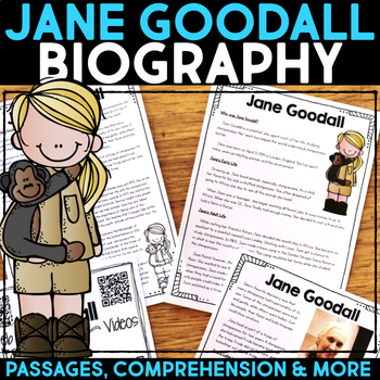 Preview of Jane Goodall Biography Report Women in Science Gorilla Reading Research Passage