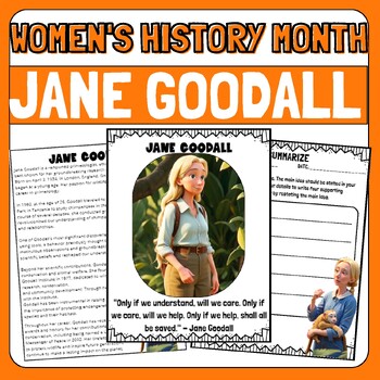Preview of Jane Goodall Biography Research Reading Passage - Womens History Month
