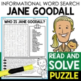 Jane Goodall Biography Word Search Puzzle Women's History 