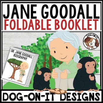 Preview of Jane Goodall Biography Foldable Booklet and Activities TEKS 5.3C