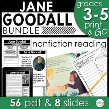 Preview of Jane Goodall Bundle | Nonfiction Text | Reading | Printable | Digital