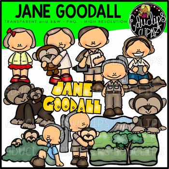 Preview of Jane Goodall Clip Art Set {Educlips Clipart}