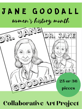 Preview of Jane Goodall Collaborative Mural Art Poster | Women's History Month | Activity
