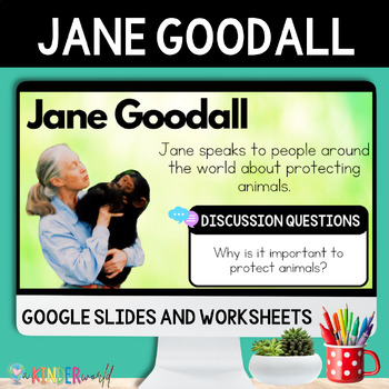 Preview of Jane Goodall Lesson Google Slides & Worksheets | Me...Jane Companion Lesson