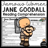 Jane Goodall Reading Comprehension Worksheet Famous Women 
