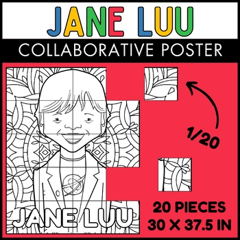 Preview of Jane Luu Collaborative Coloring Poster | May AAPI Heritage Month Bulletin Board