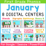 January 1st Grade DIGITAL Phonics Centers | Google Slides 
