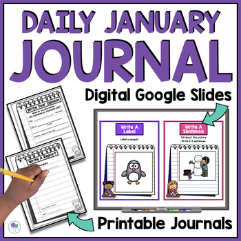 Preview of January Writing Journal 1st Grade | Winter Writing Prompts | Kindergarten