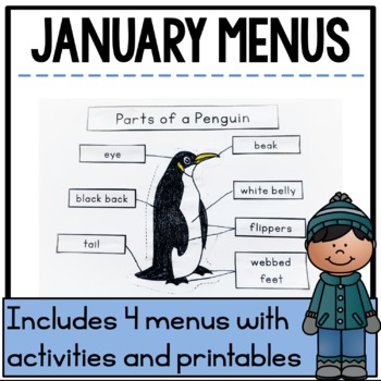 Preview of January 1st Grade Morning Work | Homework Menus