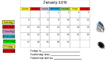 Preview of January 2013 Calendar Flipchart