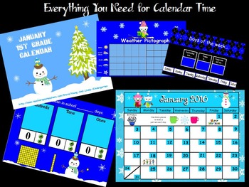 Preview of January 1st Grade Calendar for ActivBoard