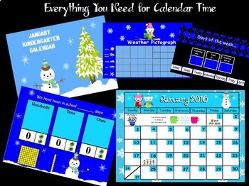 Preview of January Kindergarten Calendar for ActivBoard