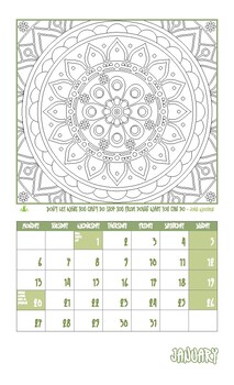 Preview of January 2020 - Mandala Coloring Calendar