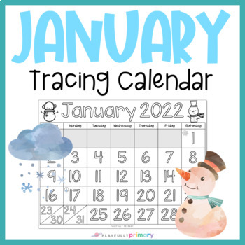 January 2022 Tracing Calendar | Blank & Traceable Number Calendars