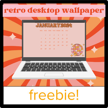 Preview of January 2024 Desktop Calendar | Retro Desktop Calendar | Retro Desktop Wallpaper