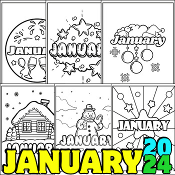 Preview of January 2024 Winter Craft Coloring Pages-January Coloring Pages for Kids -Winter