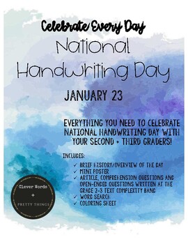 January 23: National Handwriting Day Grades 2 + 3 | TPT