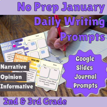 January 2nd & 3rd Grade No Prep Google Slides Daily Journal Writing Prompts