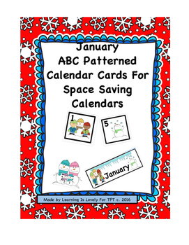 Preview of Jan. ABC Pattern Calendar for Regular or Smaller Calendars