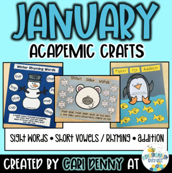 Preview of January Academic Crafts | Winter Math & Literacy Craftivities | Winter Crafts