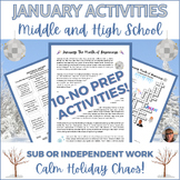 January Puzzles Activity Middle High School Independent Wo