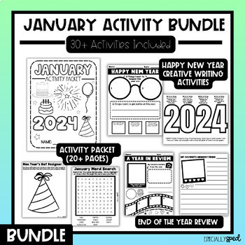 Preview of January Activity Bundle | New Year Bundle | End of the Year Activities | 2024