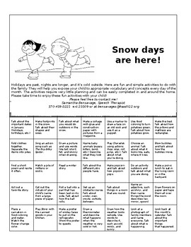 Preview of January Activity Calendar