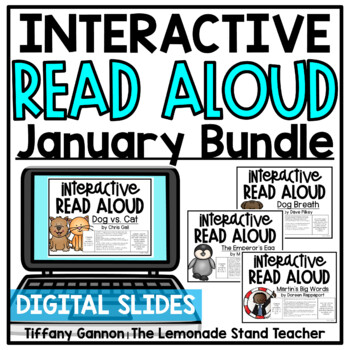Preview of January FIRST GRADE DIGITAL ONLY BUNDLE Interactive Read Aloud GOOGLE SLIDES TM