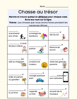 Preview of January Janvier Classmate chasse au trésor activity (for Immersion/advanced)