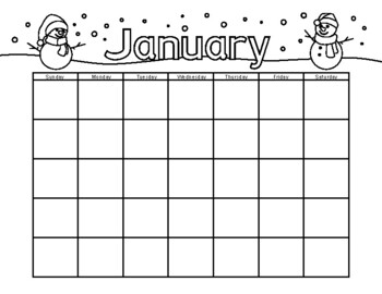 January Blank Calendar by Our Time to Learn Teachers Pay Teachers