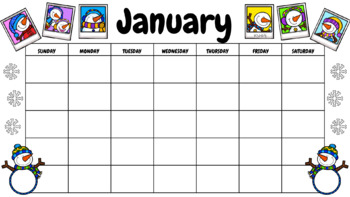 Preview of January - Blank Calendar PNG, Background Image, Digital, Virtual Learning