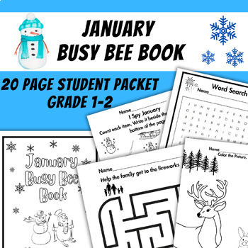 Preview of January Busy Bee Book- Bell Ringer- Early Finisher- For Grade 1-2 - Morning work