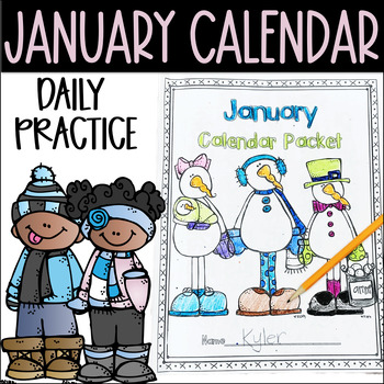 Preview of January Calendar Daily Review and Math Practice