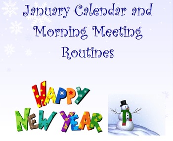 Preview of January Calendar & Morning Meeting Routines for Smartboard