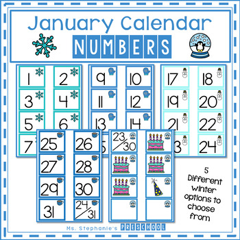 Preview of January Calendar Numbers
