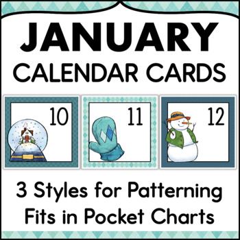 Preview of January Calendar Numbers - Monthly Calendar Cards Set Pocket Chart Size