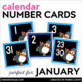 January Calendar Numbers - Penguin Number Cards for Winter