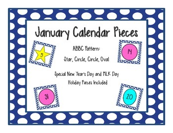 Preview of January Calendar Pieces with Patterns and Shapes