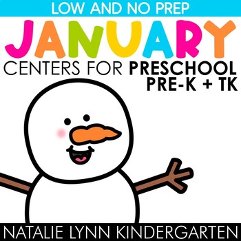 Preview of January Centers Preschool Pre-K TK Winter Math and Literacy Centers