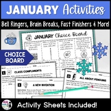 January Choice Board for Early Finishers, Back to School A