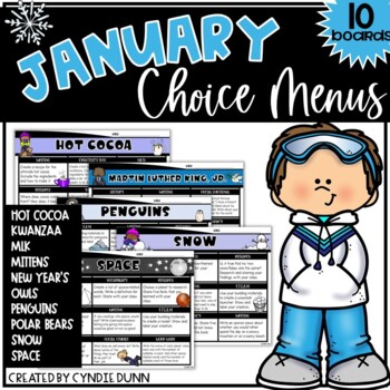 Preview of January Choice Boards Choice Menus Fast Finishers Early Finishers Activities