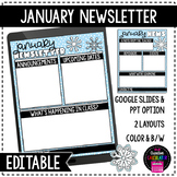 January Classroom Newsletter Template - EDITABLE - Printab