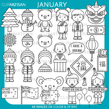 january clip art black and white