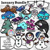 January Clipart {Winter Weather, Snowman, Arctic Animals)