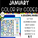 January Color By Code | ELA & Math Winter Coloring Worksheets