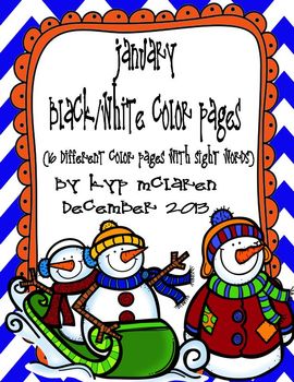 Preview of January Color Pages Set 2 - focusing on Sight Word Recognition