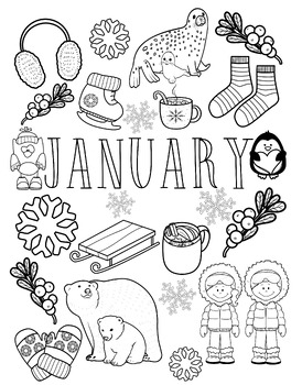 January Coloring Page Freebie by That Teacher Abroad | TPT