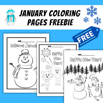 Preview of January Coloring Pages Freebie - New Year's
